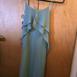 Spaghetti Strap Ruffle Slip Dress in Green